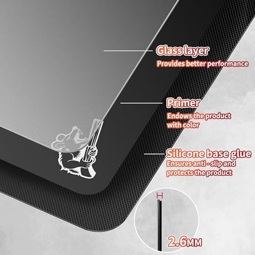 SIROOLAC 2.0 Ultra-Thin Tempered Glass Gaming Mouse Pad, Designed for FPS, Full-Coverage Anti-Slip Base,Etched Surface,1.6mm Thin Glass Layer,Redefine Your Shooting Experience(Black,300mm*350mm) - Image 5
