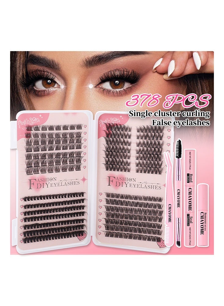 CMAYOME DIY Lash-4 Styles DIY Eyelash Extension Kit 378 Clusters, 8-16mm Mixed Individual Lashes Cluster, Natural Curl Personal Eyelash Set, Segmented False Eyelashes,Pink Tool kit+Glue Set（Containing Adhesives, Sealants and Glue Removers） - Image 3