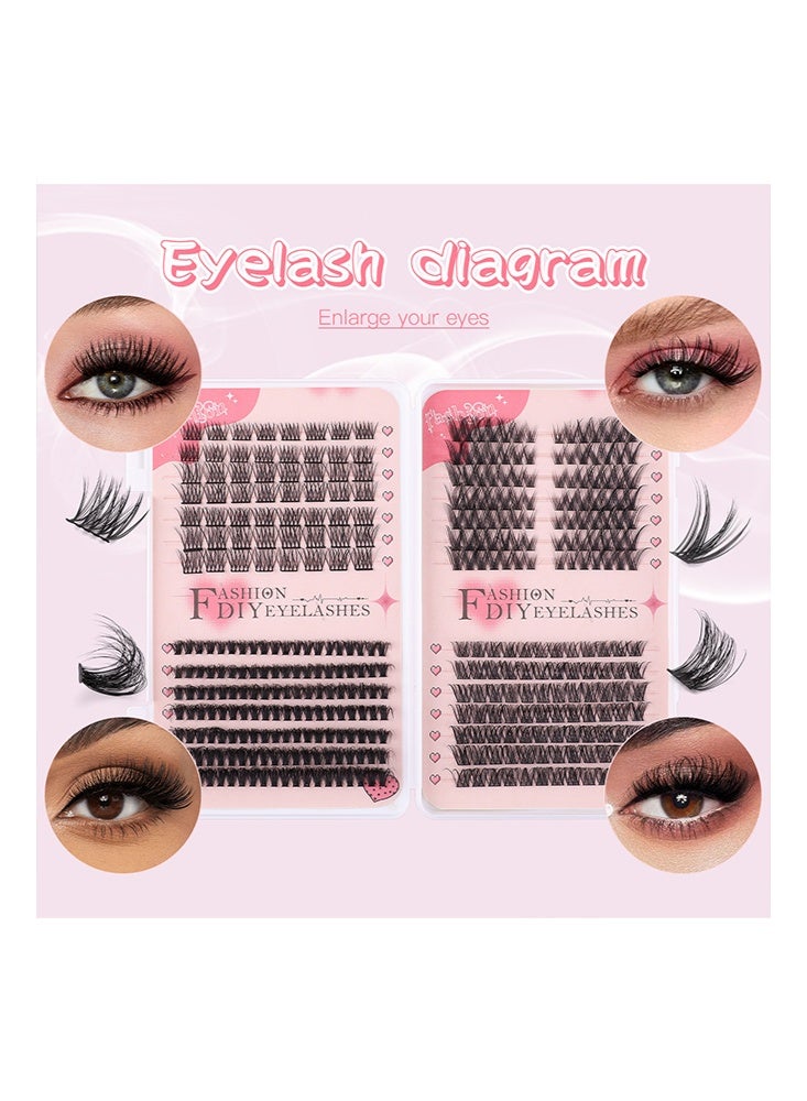 CMAYOME DIY Lash-4 Styles DIY Eyelash Extension Kit 378 Clusters, 8-16mm Mixed Individual Lashes Cluster, Natural Curl Personal Eyelash Set, Segmented False Eyelashes,Pink Tool kit+Glue Set（Containing Adhesives, Sealants and Glue Removers） - Image 4