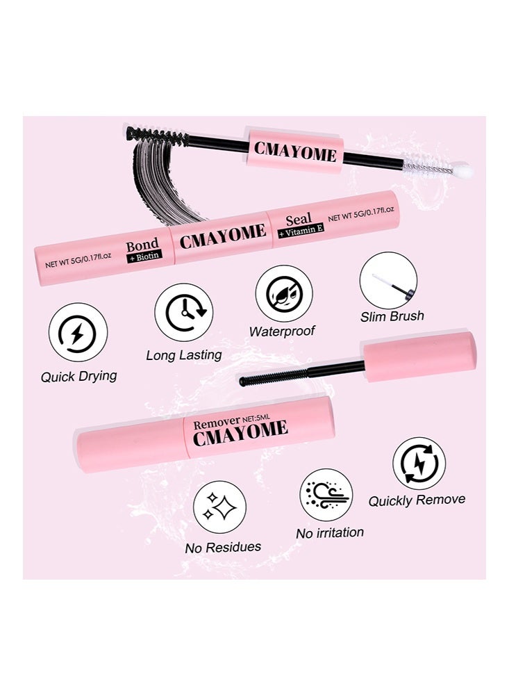 CMAYOME DIY Lash-4 Styles DIY Eyelash Extension Kit 378 Clusters, 8-16mm Mixed Individual Lashes Cluster, Natural Curl Personal Eyelash Set, Segmented False Eyelashes,Pink Tool kit+Glue Set（Containing Adhesives, Sealants and Glue Removers） - Image 5