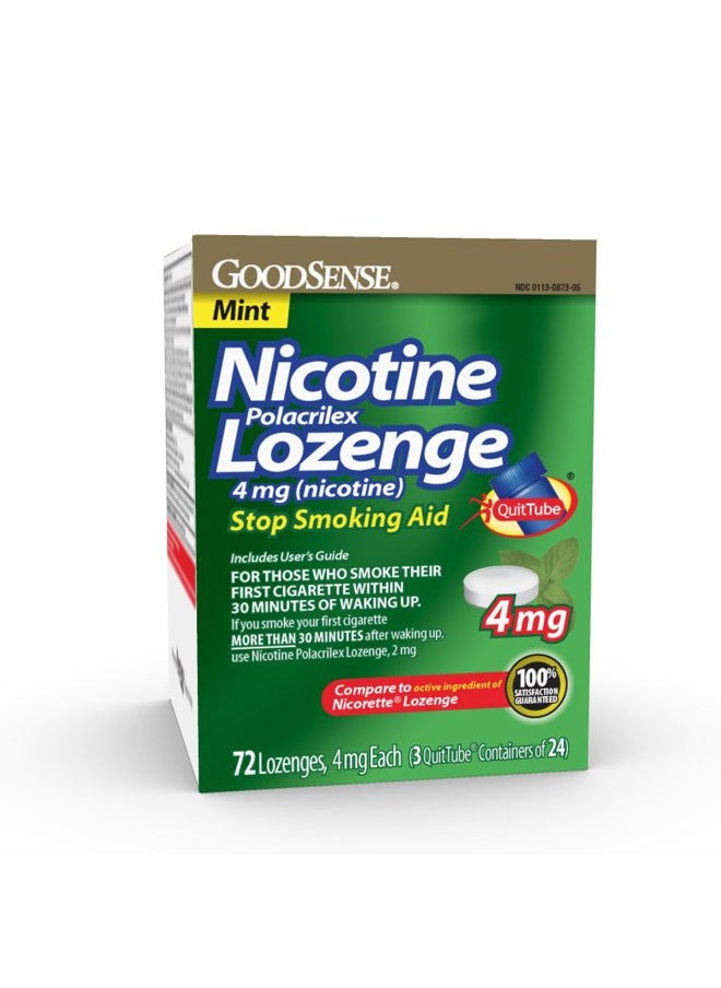 GOODSENSE - Nicotine Polacrilex Lozenge 4 mg (nicotine), Mint Flavor, Stop Smoking Aid; quit smoking with nicotine lozenge, 72 Count - Image 1