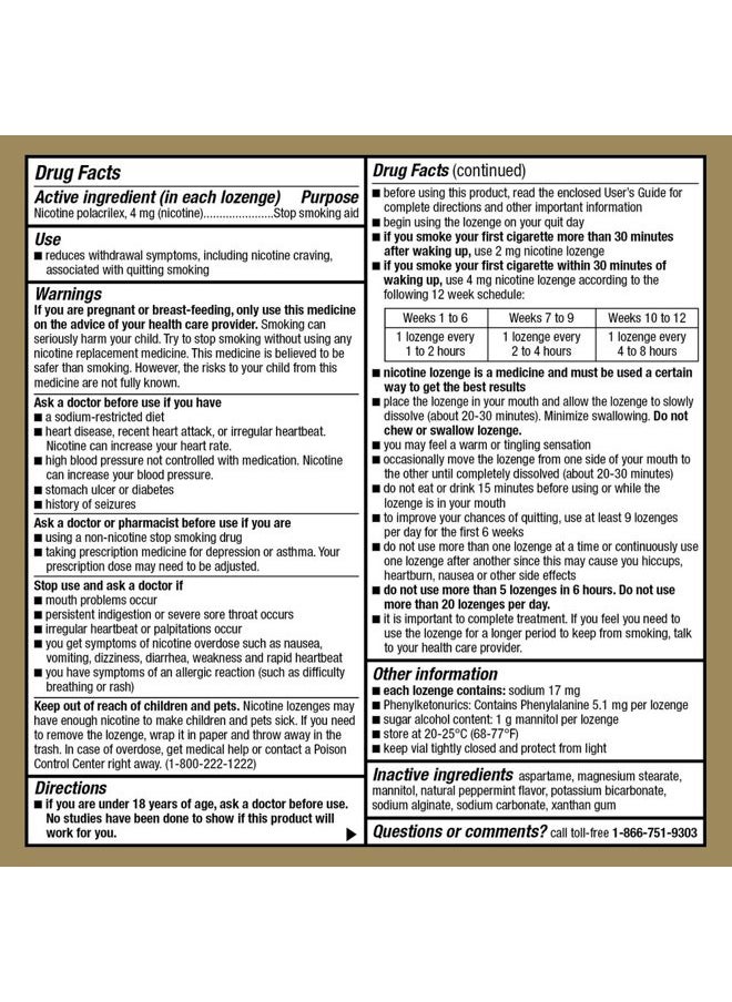 GOODSENSE - Nicotine Polacrilex Lozenge 4 mg (nicotine), Mint Flavor, Stop Smoking Aid; quit smoking with nicotine lozenge, 72 Count - Image 1