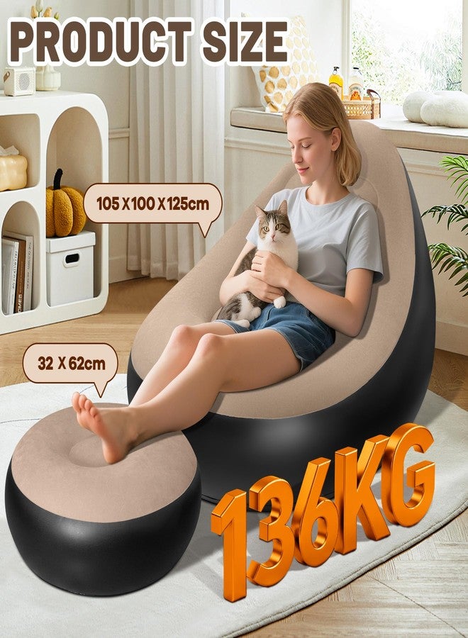 AearKing Inflatable Sofa with Footstool, Inflatable Chair, Waterproof Air Sofa, Inflatable Chair, Sofa and Couch with Flocked Surface for Living Room, Couch, Inflatable Outdoor Camping - Image 5
