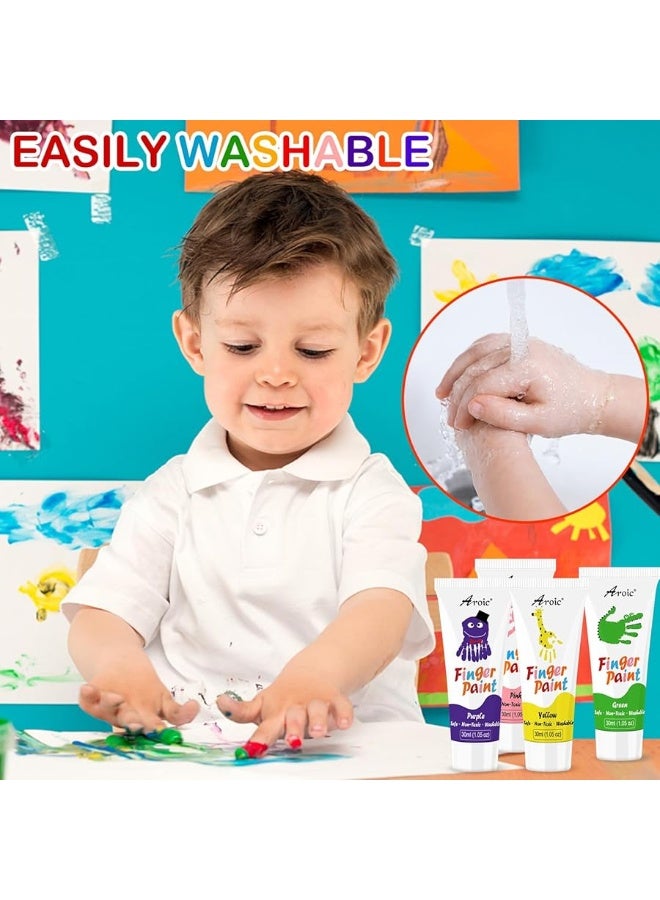 AROIC 8PCS Washable Finger Paint for Kids, Non-Toxic Finger Paint 8Colors, Art Painting Supplies for Toddlers, Finger Painting Supplies for Kids Boys Girls Gifts, Hand Painting DIY Crafts - Image 4
