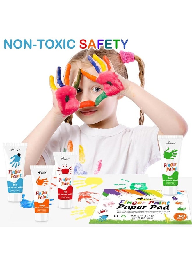 AROIC 8PCS Washable Finger Paint for Kids, Non-Toxic Finger Paint 8Colors, Art Painting Supplies for Toddlers, Finger Painting Supplies for Kids Boys Girls Gifts, Hand Painting DIY Crafts - Image 5