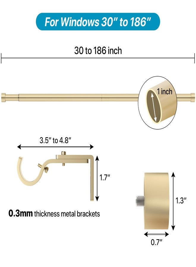 COSITA Gold Curtain Rods 180 inch, Extra Long Curtain Rod for Windows 120-180 inch, 1 inch Heavy Duty Drapery Rod for Outdoor Patio, Living Room, Bedroom, Modern Adjustable Curtain Pole 10-15ft - Image 3