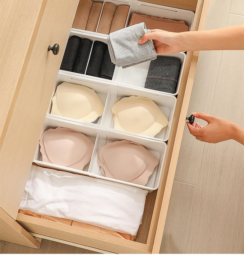 MosQuick® Set of 2 Expandable partition boxes for storage with dividers tandem box drawer for kitchen drawer organizer tray cutlery tray for drawer divider spoons holder for kitchen - Image 2