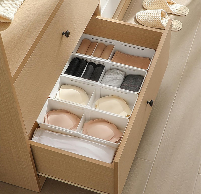 MosQuick® Set of 2 Expandable partition boxes for storage with dividers tandem box drawer for kitchen drawer organizer tray cutlery tray for drawer divider spoons holder for kitchen - Image 4