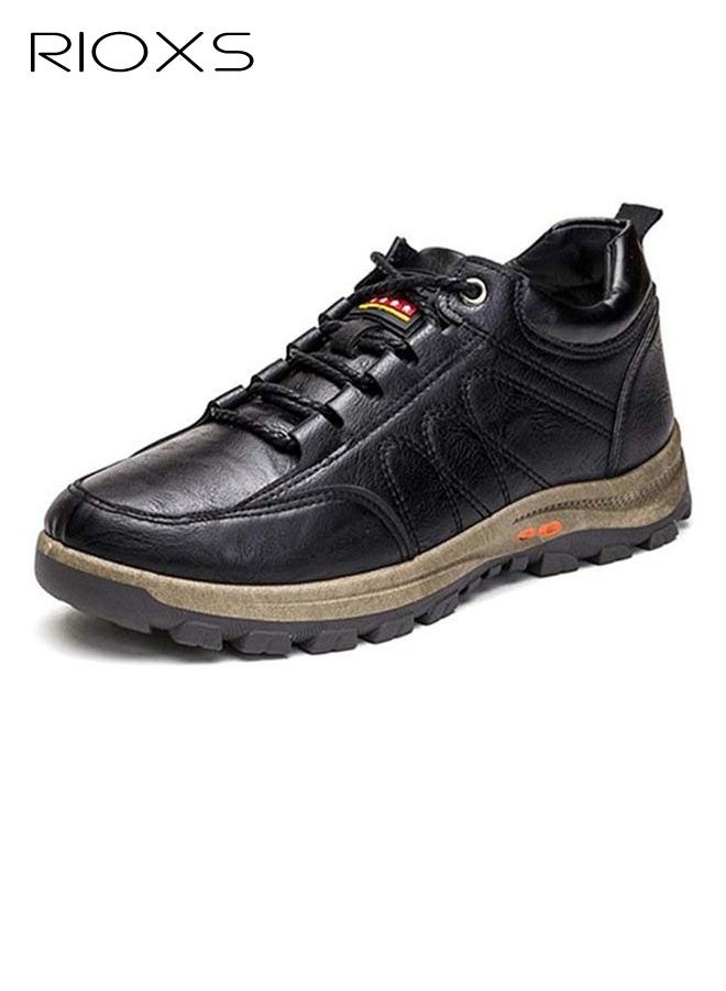 RIOXS Men's Low Top Sneaker,Athletic Casual Hiking Shoes For Men,Lightweight Outdoor Sport Shoes,Anti-Slip Lace-Up Sneakers,Vintage Classical PU Leather Shoes,For Business Work Office Driving,Travel Walking Shoe  - Image 2