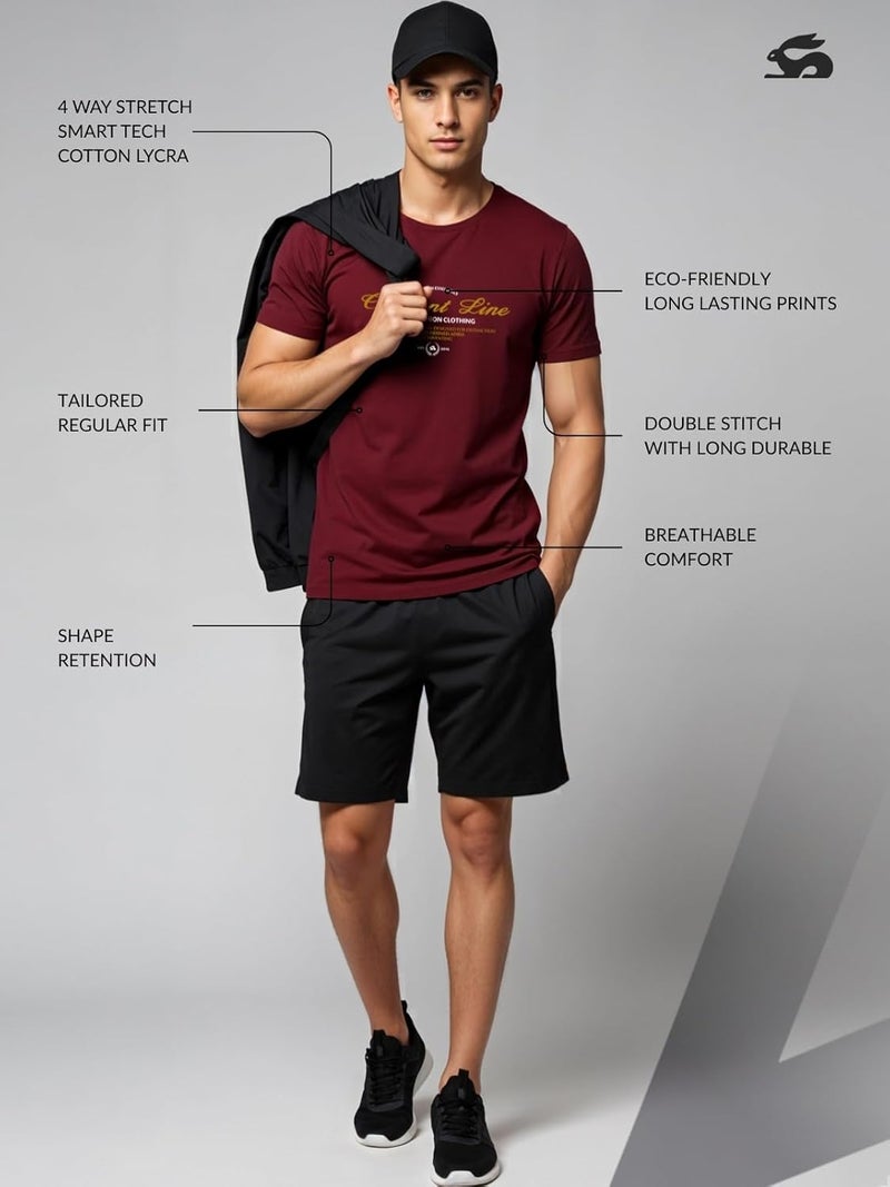 ADRO Men's Regular Fit T-Shirt - Crescent Line Typography Design in Maroon - Image 3