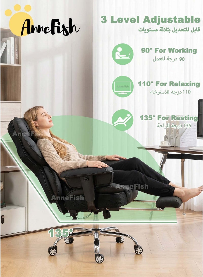 آن فش كرسي مكتب تنفيذي مريح بتصميم هندسي، مزود بمساند ذراع قابلة للرفع، مصنوع من جلد مقاوم لخدوش القطط، كرسي مكتب دوار بتصميم "كلاود" مع مسند للقدمين، قابل لتعديل الارتفاع، كرسي استرخاء، مناسب للمنزل والمكتب، كرسي مريح لألعاب الكمبيوتر، مقعد زنبركي، عجلات صامتة. - Image 5