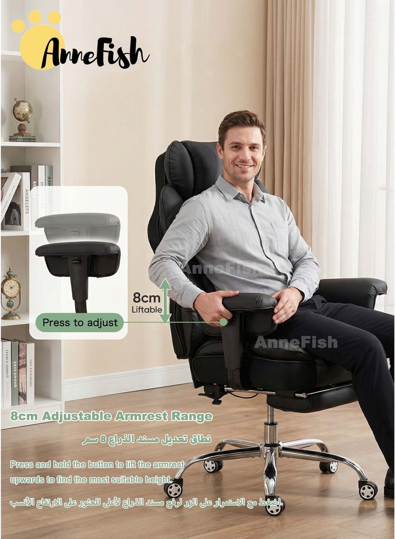 آن فش كرسي مكتب تنفيذي مريح بتصميم هندسي، مزود بمساند ذراع قابلة للرفع، مصنوع من جلد مقاوم لخدوش القطط، كرسي مكتب دوار بتصميم "كلاود" مع مسند للقدمين، قابل لتعديل الارتفاع، كرسي استرخاء، مناسب للمنزل والمكتب، كرسي مريح لألعاب الكمبيوتر، مقعد زنبركي، عجلات صامتة. - Image 2