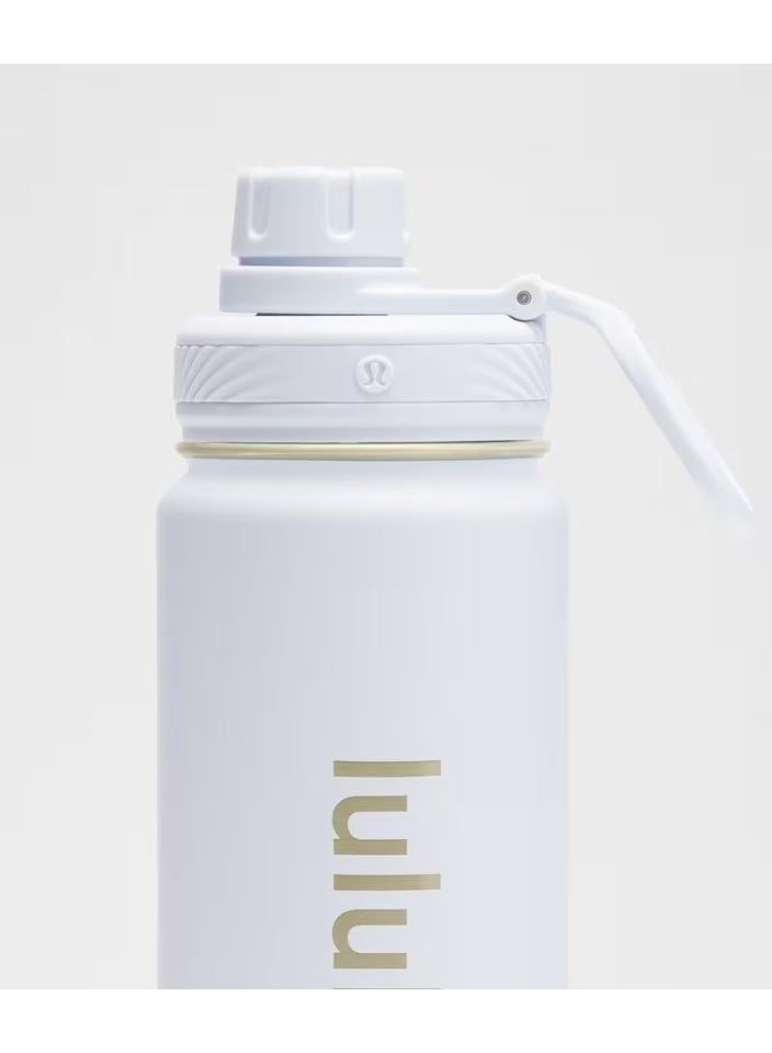 Lululemon Water Bottle, White Stainless Steel Sports Bottle, Reusable Drink Bottle with Carry Handle for Gym, Sports, Travel, Office, School and Daily Use - Image 2
