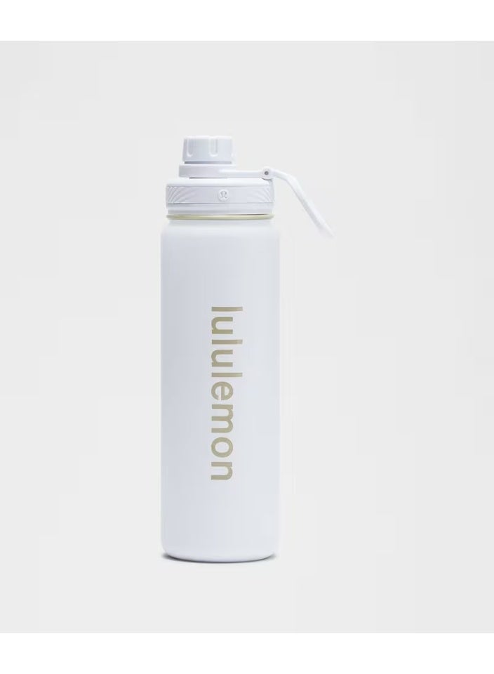 Lululemon Water Bottle, White Stainless Steel Sports Bottle, Reusable Drink Bottle with Carry Handle for Gym, Sports, Travel, Office, School and Daily Use - Image 1