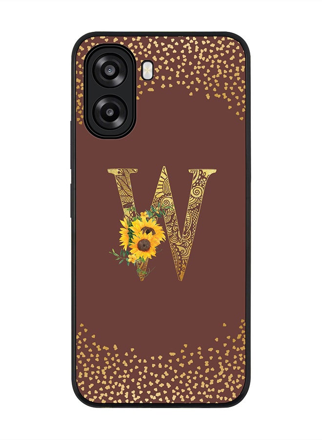 Stylizedd For Oppo A6t 5G / A6t 4G Case,Slim fit Camera Protection, Shockproof Thin Phone cover  - Custom Floral Monogram - W  (Brown ) - Image 1