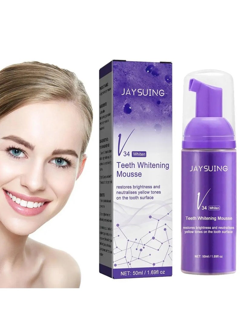 Jaysuing 50 مل من موس تبييض الأسنان معجون أسنان فائق النعومة لتبييض الأسنان ينظف بعمق ويزيل بقع اللثة ويزيل بقع الأسنان - Image 1