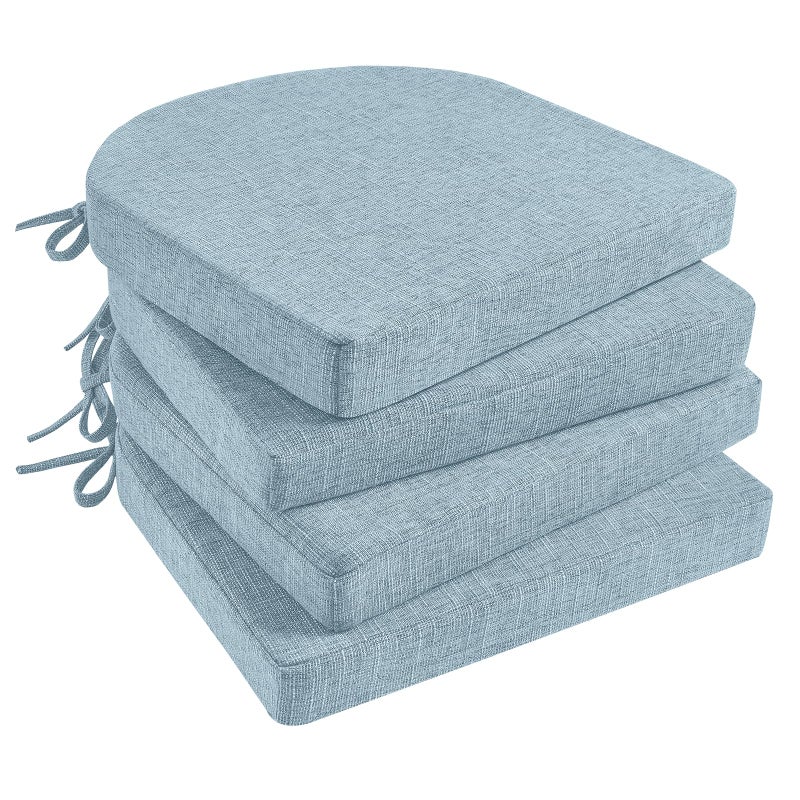 Basic Beyond Chair Cushions for Dining Chairs 4 Pack Kitchen Chair Cushions with Ties and Non Slip Backing 16 x 16 inches Chair Pads for Dining ChairsBaby Blue
