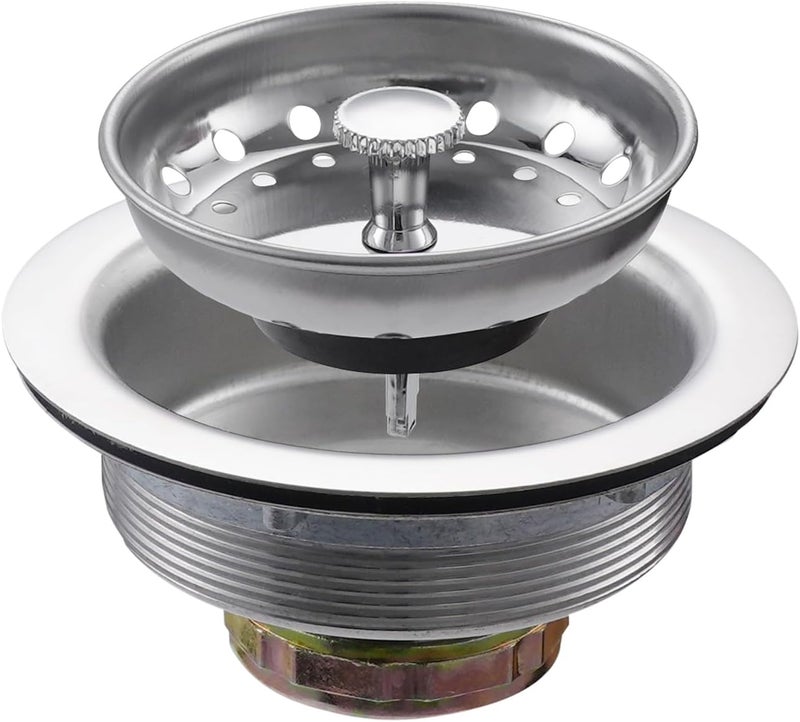 Zm Kitchen Sink Stainless Steel Basket Strainer with Drain Assembly, 3-1/2 Inch Sink Drain Stopper Plug - Image 1