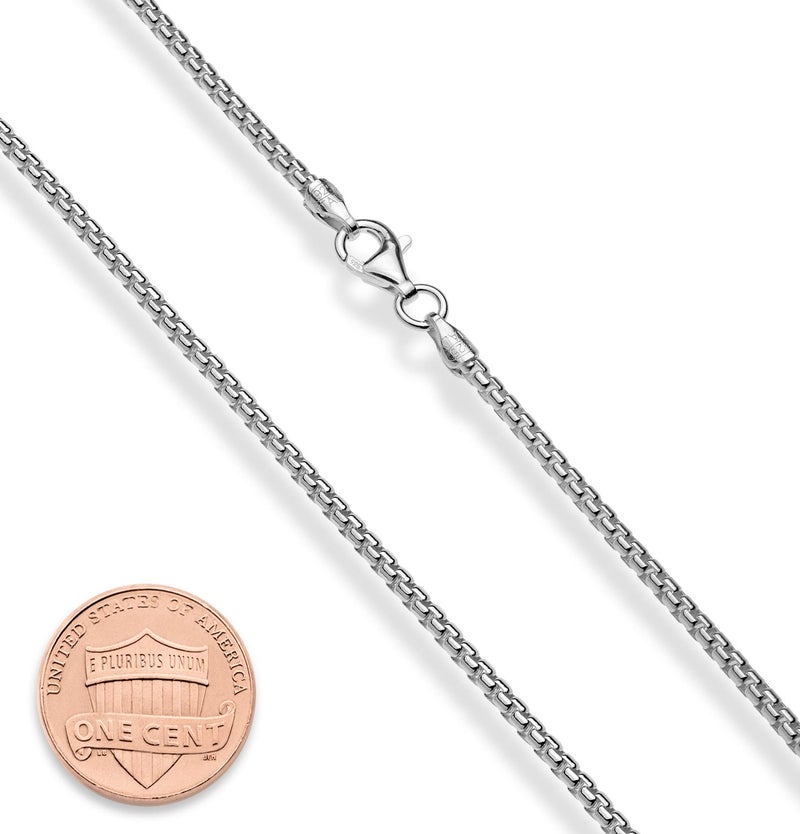 Miabella Italian 925 Sterling Silver Solid 2Mm Round Box Chain Necklace For Women Men  Made In Italy (Rhodium-Plated-Silver  Length 18 Inches) - Image 2