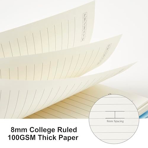 MSTONAL 3 Pack Small Notebook, A6 Wide Ruled Spiral Notebook 4.3" x 5.7", 100gsm 8mm Ruled Page, 80 Sheets/160 Pages, Small Spiral Notebook for School, Office, Sketch - Image 2