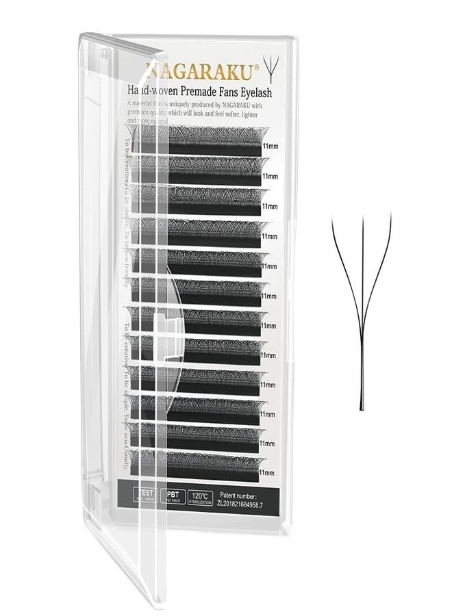 NAGARAKU W Eyelash Extension 3D Volume Premade Fan 0.07mm C curl 11mm Matte Black Cluster Easy Fanning yy Eye Lashes 12 rows Tray - Image 1