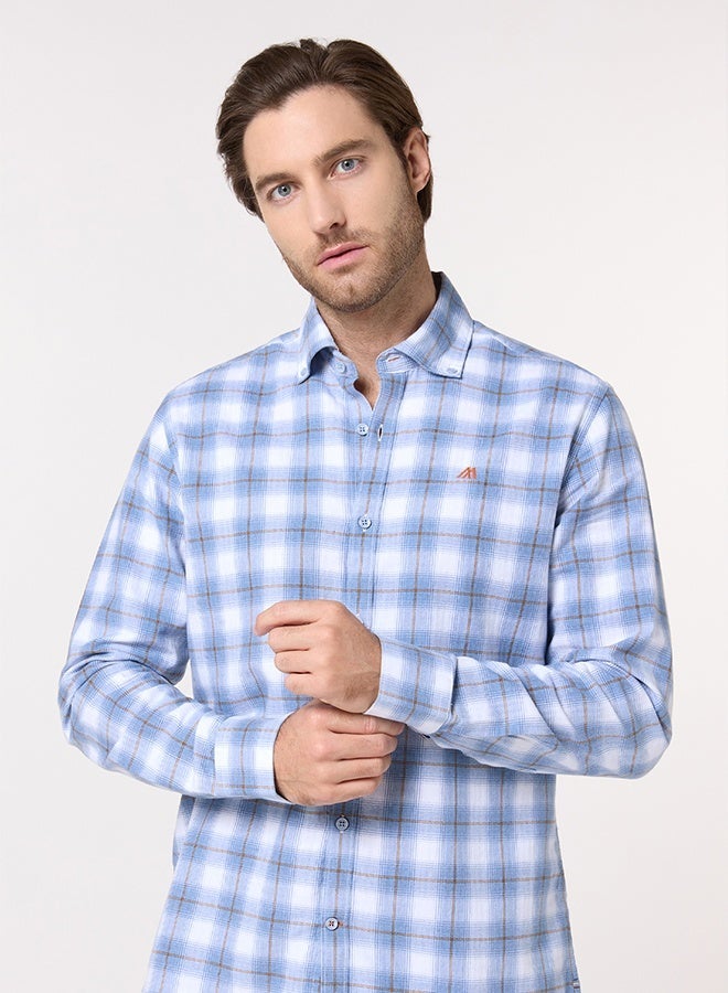 Mannerism The Woven Herringbone Light Blue Shirt with Subtle Textured Feel - Image 1