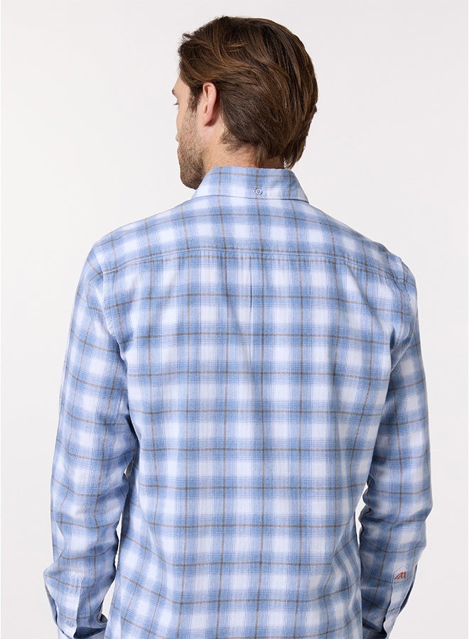 Mannerism The Woven Herringbone Light Blue Shirt with Subtle Textured Feel - Image 5