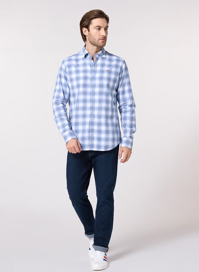 Mannerism The Woven Herringbone Light Blue Shirt with Subtle Textured Feel - Image 2