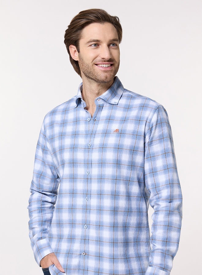 Mannerism The Woven Herringbone Light Blue Shirt with Subtle Textured Feel - Image 3