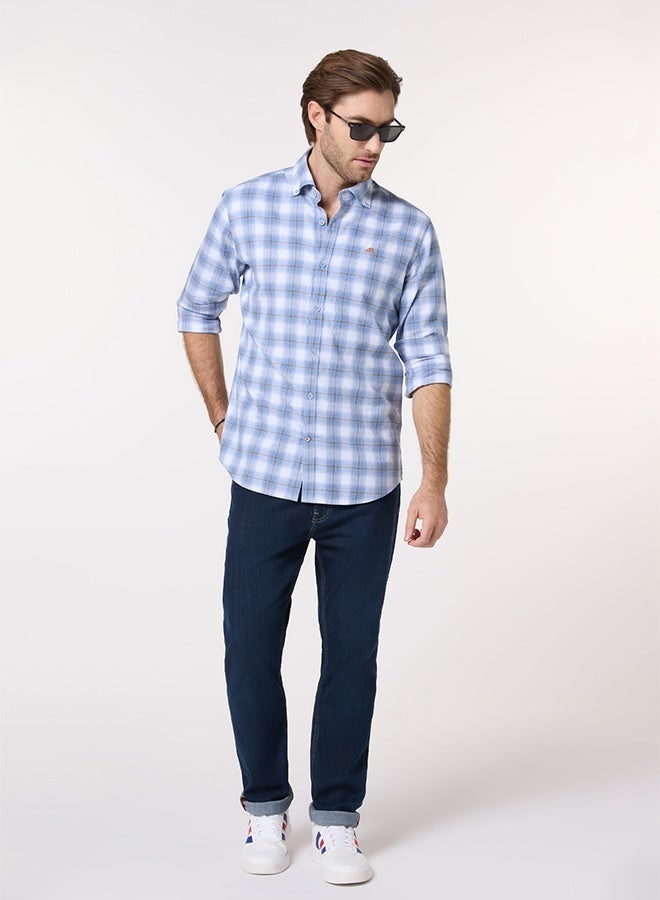 Mannerism The Woven Herringbone Light Blue Shirt with Subtle Textured Feel - Image 4