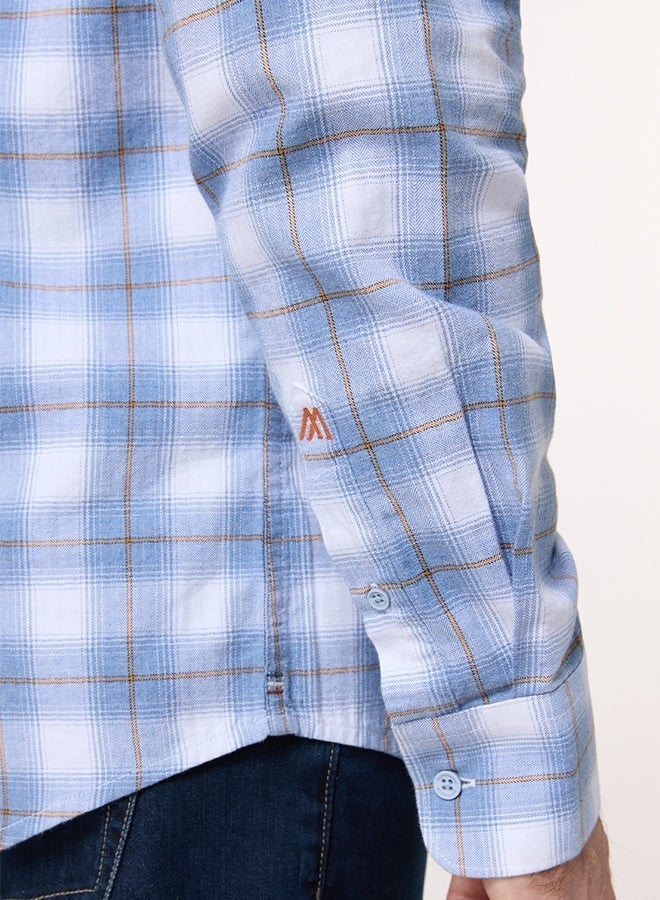 Mannerism The Woven Herringbone Light Blue Shirt with Subtle Textured Feel - Image 5