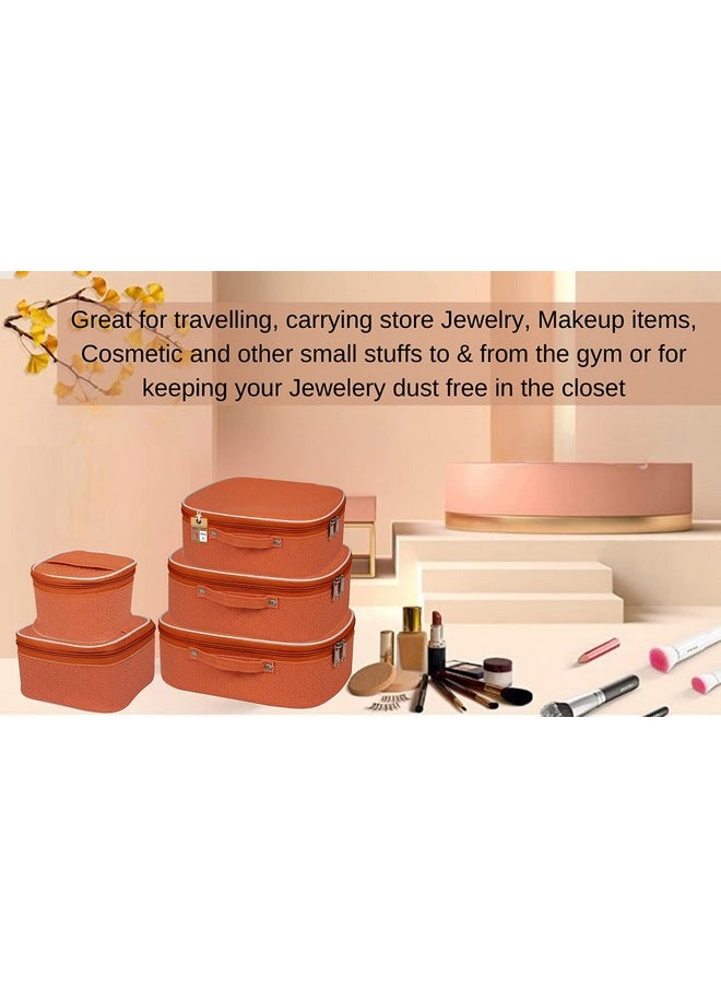 atorakushon atorakushon ® Fabric Makeup Storage Box Travelling Vanity Cosmetic Toiletry Bag Necklace Wardrobe Organizer Jewellery Pouch For Women (Peach)  - Image 2