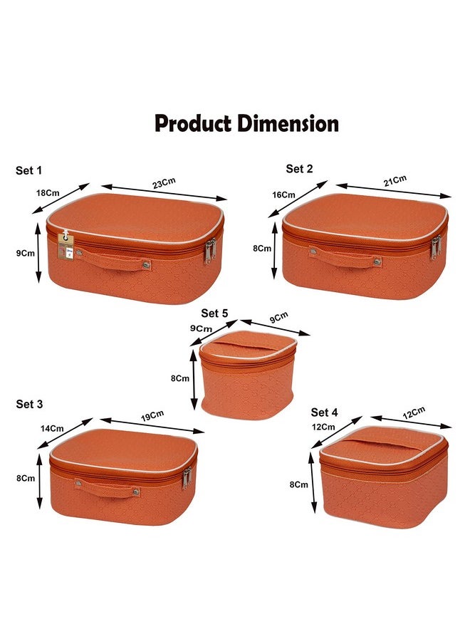 atorakushon atorakushon ® Fabric Makeup Storage Box Travelling Vanity Cosmetic Toiletry Bag Necklace Wardrobe Organizer Jewellery Pouch For Women (Peach)  - Image 4