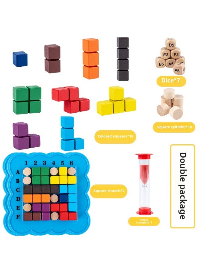 Wooden Children's Thinking Battle Early Education Educational Toys Wooden Three-dimensional Tetris Puzzle Building Blocks-Color:Double Suit - Image 1