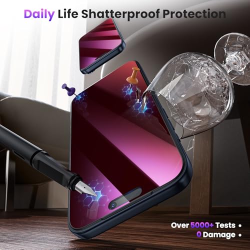 WSKEN for iPhone 17 Pro Privacy Screen Protector Purple Gradient Anti Blue Light Eye Protection AutoDust Removal Shatterproof Tempered Glass Screen Protector 17 Pro 2 Pack - Image 3
