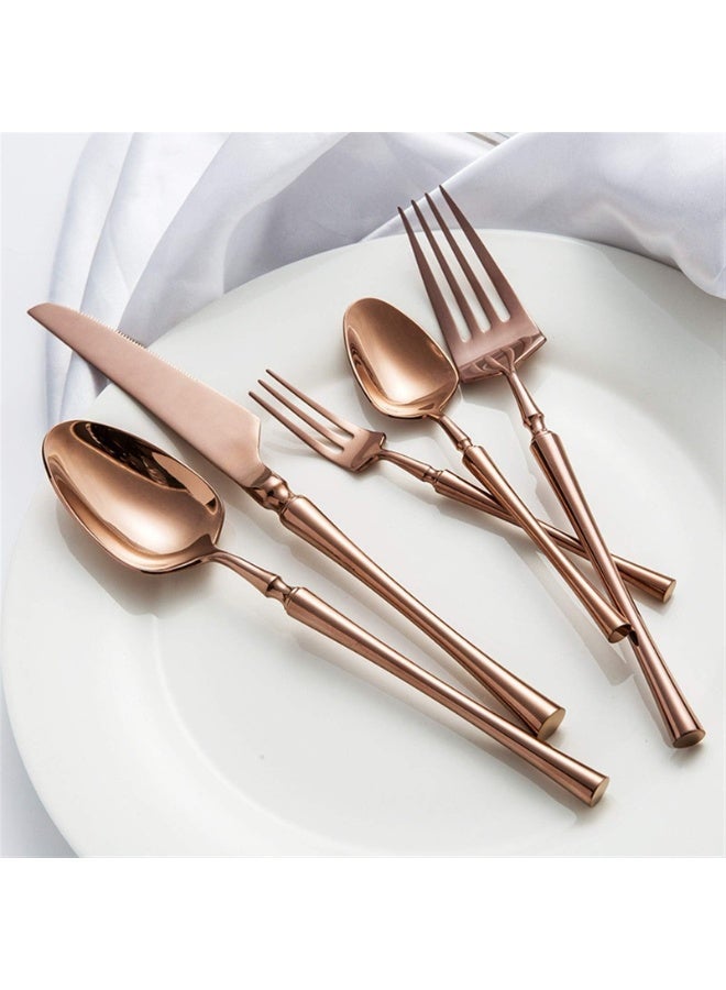 Mado Gallery Luxury Cutlery Set of 6 – Stainless Steel Flatware, Rose Gold, Black, Silver, Golden – Mirror Polished, Dishwasher Safe, with Gift Box – For Home & Restaurant (Rose) - Image 1