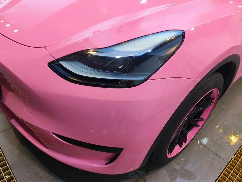 LZLRUN Pink High Gloss Vinyl Realistic Paint Wrap Roll Car Sticker Film Decal Bubble Free Come with Installation Tool Set (1ft x 5ft) - Image 5