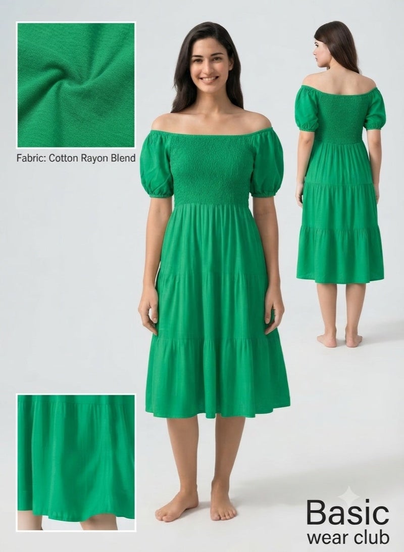 Basic Wear Club Girls Rayon Cotton Short Dress, One Size - Image 1