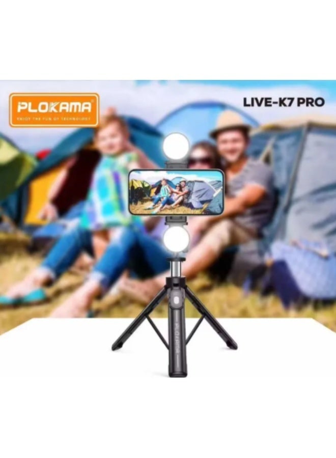 PLOKAMA K7 Pro Selfie Stick Tripod with Wireless Bluetooth Remote – 3-in-1 Extendable Phone Stand for iPhone/Android – Lightweight & Portable for Travel, Vlogging, Video Calls - Image 4