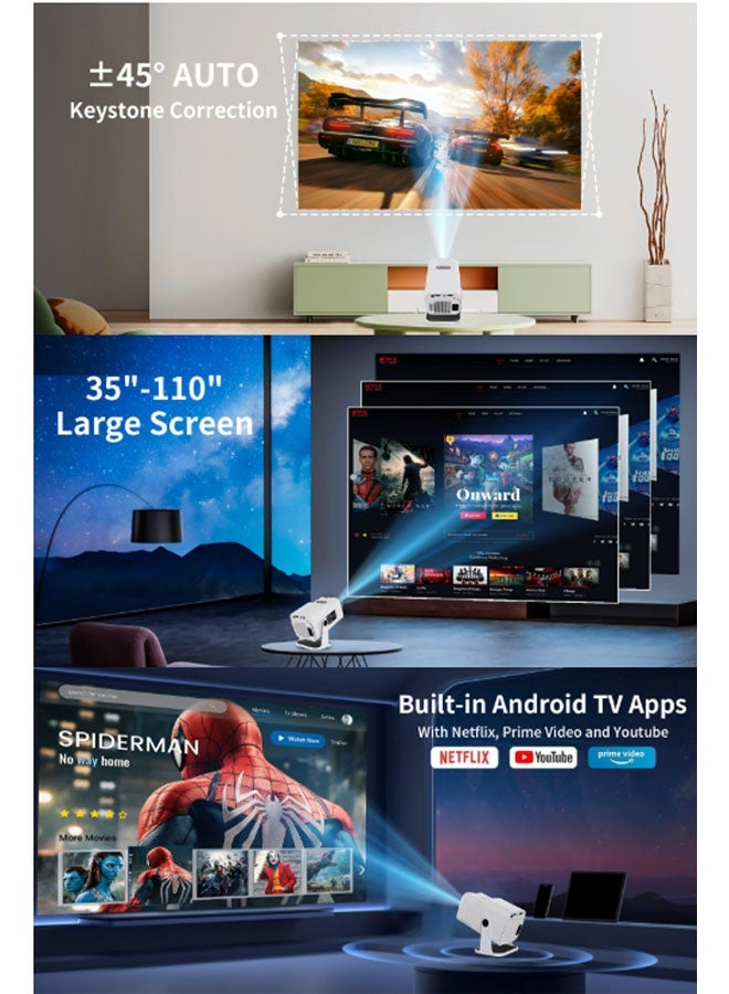 نيوترل جهاز عرض HD محمول - يدعم فك تشفير الفيديو 1080P/2K/4K، مزود بواي فاي مزدوج النطاق 5G وبلوتوث 5.4 - سينما منزلية متنقلة - متوافق مع Android/iOS/Windows/أجهزة التلفزيون/HDMI/USB (أبيض) - Image 3