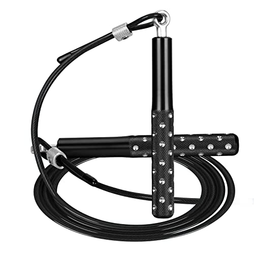 Wastou Jump Rope, Wastou Speed Jumping Rope for Training Fitness Exercise, Adjustable Adults Workout Skipping Rope for Men, Women, Kids, Girls (Black-B) - Image 1