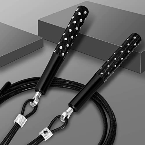 Wastou Jump Rope, Wastou Speed Jumping Rope for Training Fitness Exercise, Adjustable Adults Workout Skipping Rope for Men, Women, Kids, Girls (Black-B) - Image 2