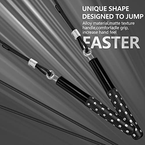 Wastou Jump Rope, Wastou Speed Jumping Rope for Training Fitness Exercise, Adjustable Adults Workout Skipping Rope for Men, Women, Kids, Girls (Black-B) - Image 4