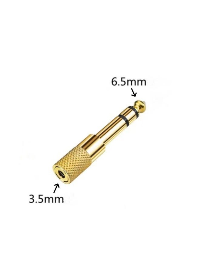 3.5 mm Female To 6.5 mm Male Audio Jack Adapter Plug Gold - Image 2
