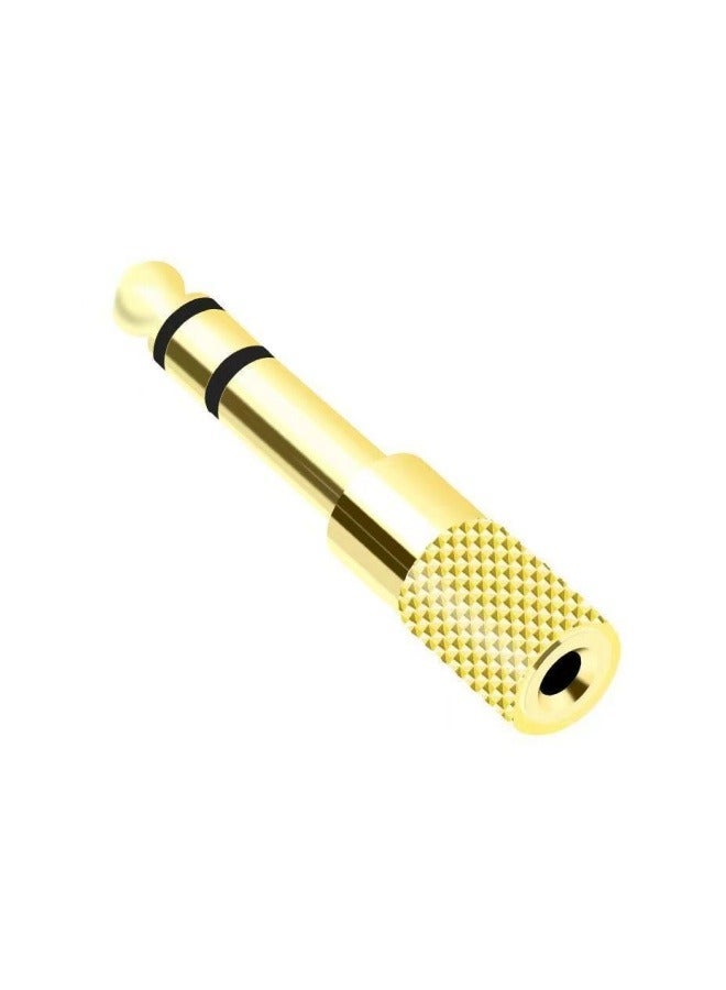 3.5 mm Female To 6.5 mm Male Audio Jack Adapter Plug Gold - Image 1