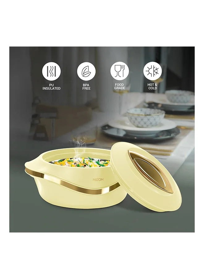 Milton MILTON 3-Piece Casserole Set (860ml, 1.27L, 1.96 L) Double-Walled Hotpot with PU Insulation & Stainless Steel Inner, Keeps Food Hot/Cold, Perfect for Serving Chapati, Roti & Mandi - Pearl Reg - Ivory Ivory