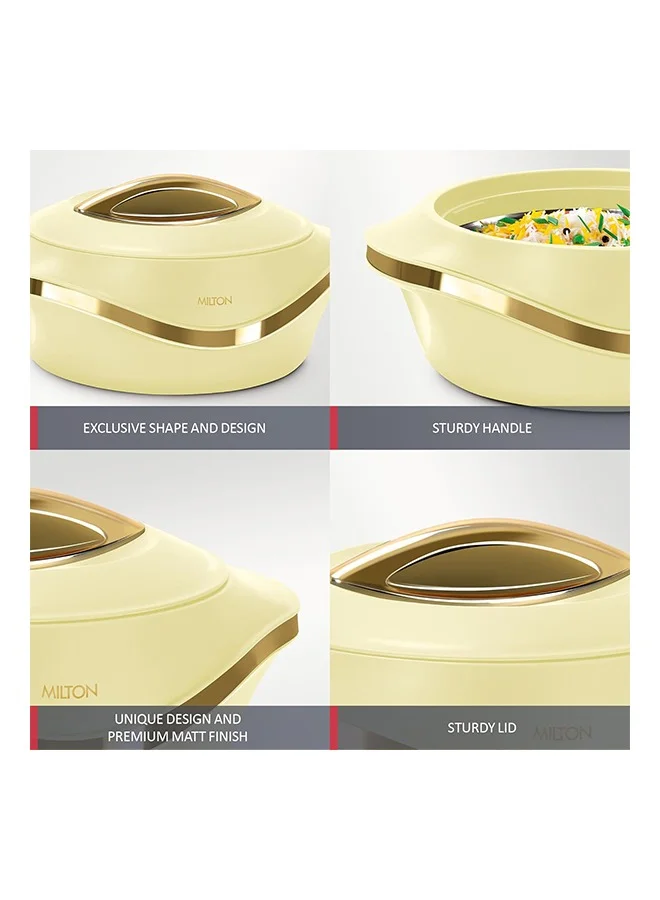 Milton MILTON 3-Piece Casserole Set (860ml, 1.27L, 1.96 L) Double-Walled Hotpot with PU Insulation & Stainless Steel Inner, Keeps Food Hot/Cold, Perfect for Serving Chapati, Roti & Mandi - Pearl Reg - Ivory Ivory