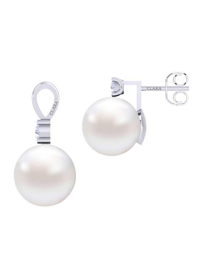 CLARA 92.5 Sterling Silver Classic Pearl Pendant Earrings Set with Chain Jewellery Set Gift for Women and Girls - Image 5