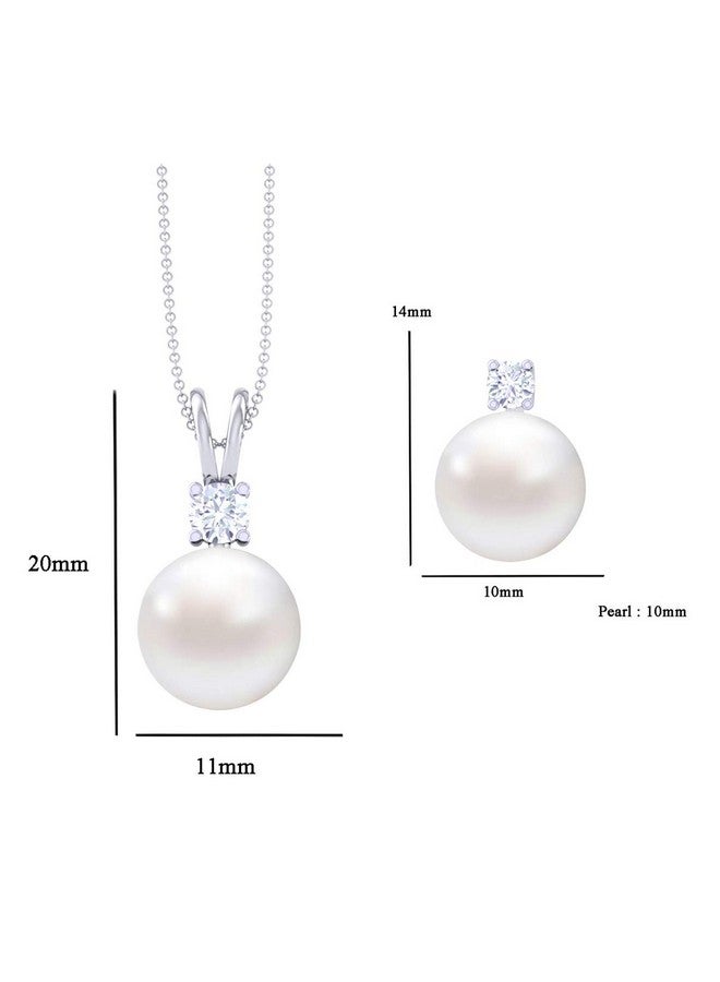 CLARA 92.5 Sterling Silver Classic Pearl Pendant Earrings Set with Chain Jewellery Set Gift for Women and Girls - Image 4