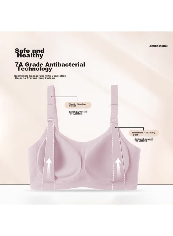 MIIOW Miiow Maternity Nursing Bra Women 7a Antibacterial Feeding Special New Push-up Bra Purple 90c - Image 4